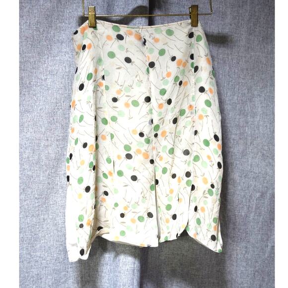 DKNY City Petites Silk Polka Dot Skirt Size 10P Multicolor - Picture 1 of 2